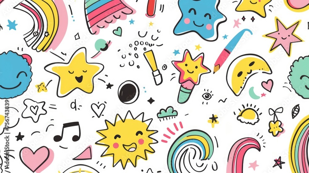 Poster cartoon characters posing together, versatile for various projects