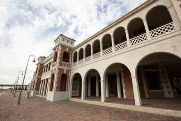 Daytime view of the historic 1908 downtown train depot of Barstow, California, USA.