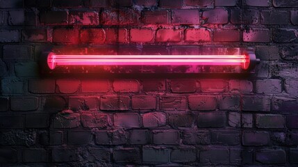 A neon sign hanging on a brick wall. Suitable for urban-themed designs