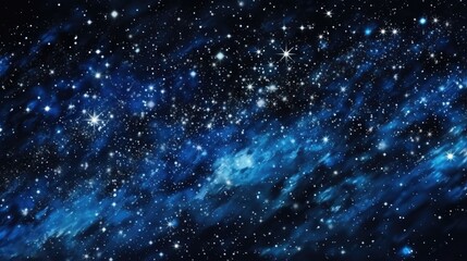 Fototapeta premium A captivating illusion of snow falling in outer space, with bright stars peering through the gentle blizzard, painting a vivid contrast against the cosmic canvas.