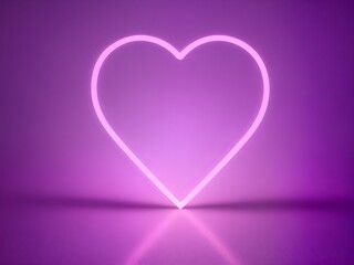 glowing heart in purple neon style