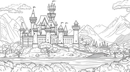 Royal castle coloring book for children