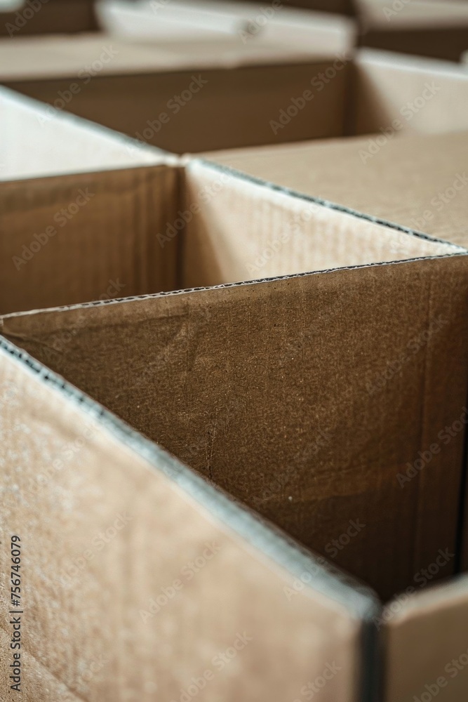 Poster a close-up shot of several cardboard boxes. perfect for packaging and shipping concepts