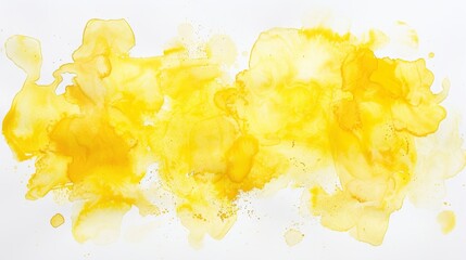 Watercolor Splotches in Yellow on White Background Generative AI