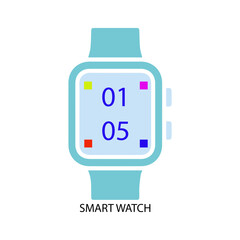 New model Apple and smart hand  Watch, Realistic logo, design Set of simple smart watch flat icons with shadows on white background vector illustration.