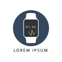 New model Apple and smart hand  Watch, Realistic logo, design Set of simple smart watch flat icons with shadows on white background vector illustration.