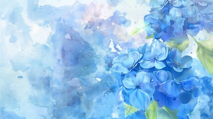 Blue Hydrangea Watercolor Background Generative AI