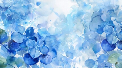 Blue Watercolor Hydrangea Background Generative AI