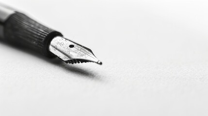 Fountain pen resting on a piece of paper, suitable for office or education concepts