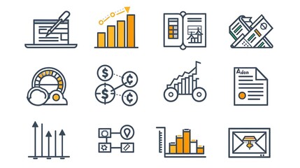 Set of Line Icons of Business and Finance - obrazy, fototapety, plakaty