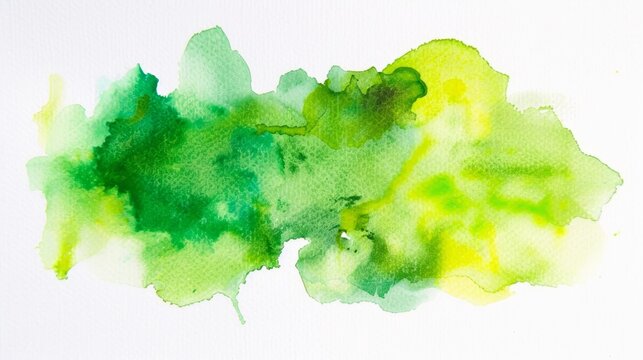 Vibrant Green Watercolor Splotch with Yellow Accents Generative AI