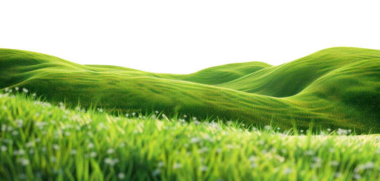 Serene green hills on transparent background - stock png.