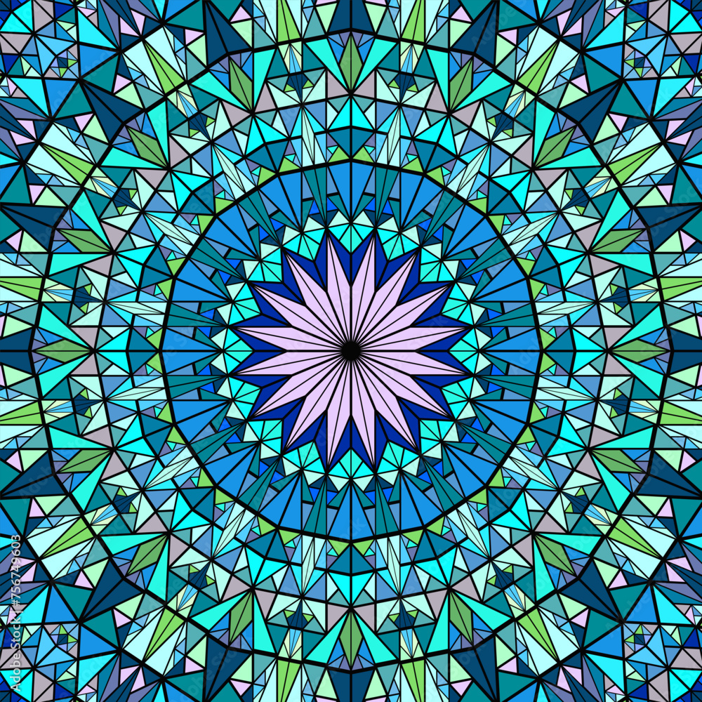 Poster geometrical dynamic mosaic background - hypnotic colorful abstract circular vector design
