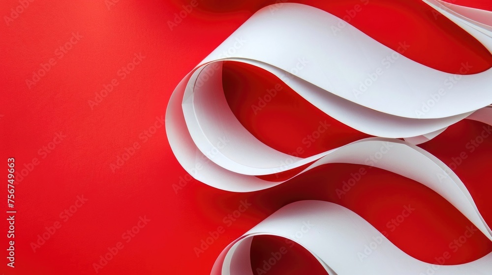 Poster Sharp scissors on vibrant red background, ideal for office or craft concepts