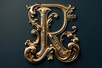 Elegant gold letter R on a black background, perfect for branding projects