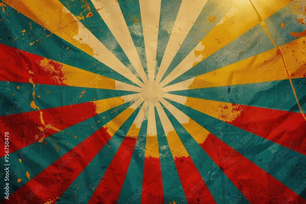 Poster a vibrant sunburst background with a grunge effect. perfect for adding energy to designs