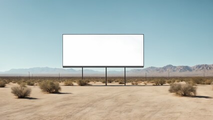 Blank Mockup, empty template. Heat-resistant billboard mockup rising from the desert sands, an oasis of opportunity for advertisers.