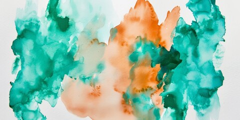 Vibrant Watercolor Splotches on White Background Generative AI
