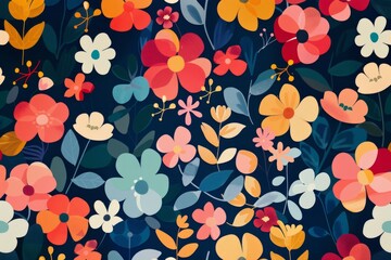 Storybook Flat Florals for Children Generative AI