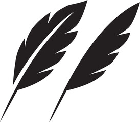 Obraz premium A pair of black feather silhouettes stands out crisply against a stark white backdrop, the details in their vanes and barbs providing a strong visual contrast and a sense of simplicity.