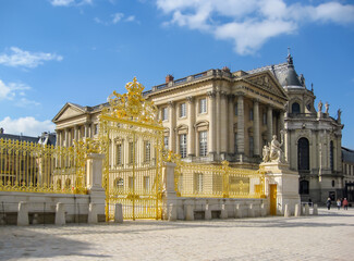 Fototapeta na wymiar Royal chapel of Versailles palace behind Golden gate, Paris suburbs, France