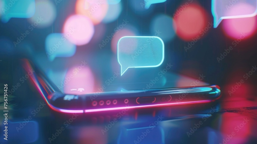 Aufkleber A modern cell phone displaying a speech bubble. Useful for communication concepts