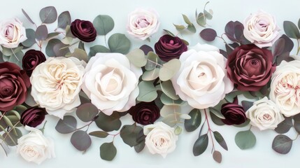 Grain Textured Florals with Roses and Eucalyptus Generative AI