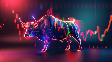 trading with angry bull on stock chart pattern