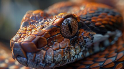 Fototapeta premium Detailed close up of a snake's head. Suitable for educational purposes