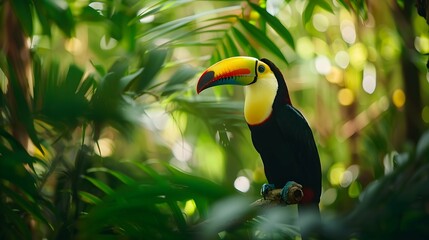 Obraz premium Toucan bird in nature. Selective focus.