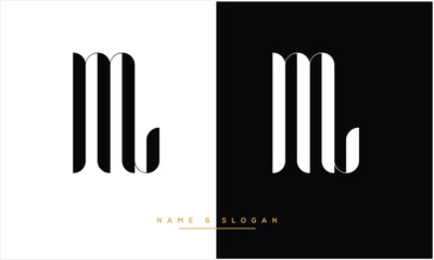 ML, LM, M, L, Abstract Letters Logo monogram