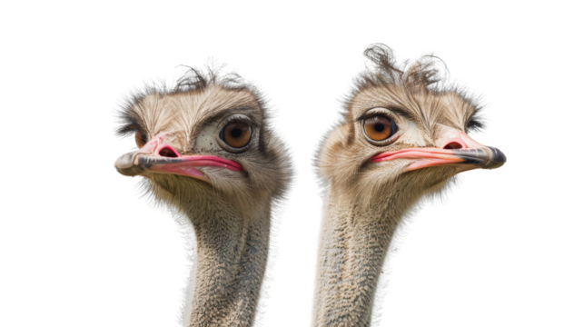 Head ostriches on the transparent background