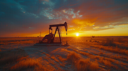 Industrial Agreement: Engineers Handshake at Dusk by Oil Pump
