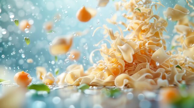 Pasta pile floating in the air