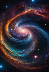 illustration, exploring vastness vibrant illustration depicting fabric space time, galaxies, planets, universe, expanse, vivid, expansive, colorful, energy, artwork