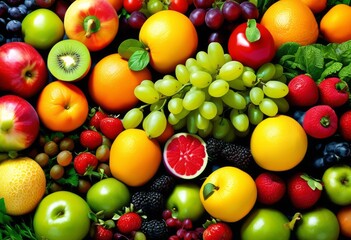 illustration, vibrant fresh green leafy benefits plant based diet health, fruits, vegetables, plants, organic, natural, vegetarian