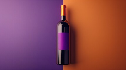Dark wine bottle with white label mockup
