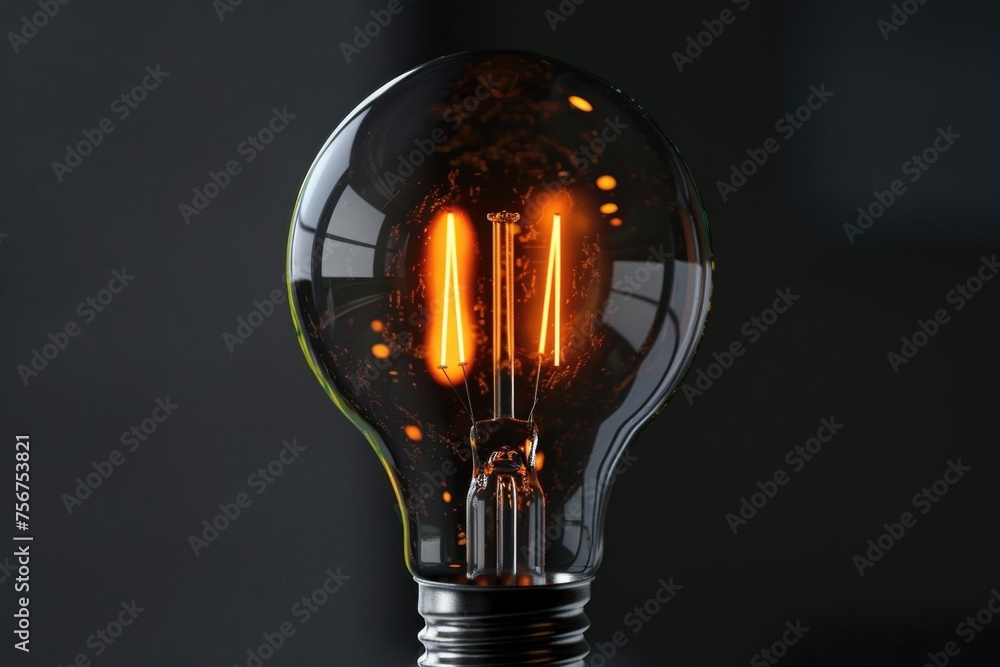 Poster A close up image of a light bulb on a table. Suitable for various concepts