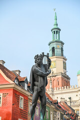 Fototapeta premium Statue in Poznan Stary Rynek, Poland - Old Town Main Square
