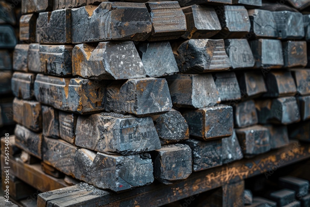 Poster a pile of wood stacked on top of each other. suitable for backgrounds or concepts related to firewoo