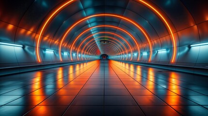 Futuristic Illuminated Tunnel with Symmetrical Design