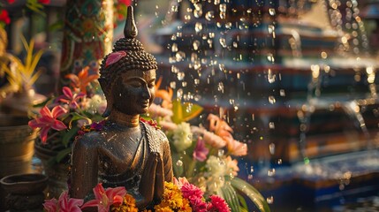 Learn about Thai astrology and folklore as part of the Songkran festivities. - obrazy, fototapety, plakaty