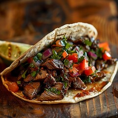Beef tacos with lettuce cheese and tomato