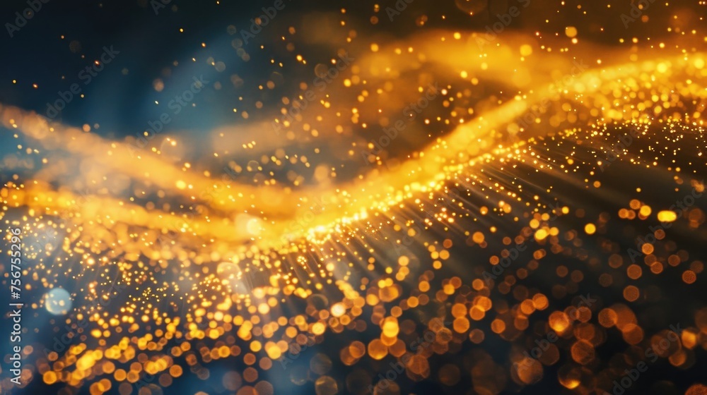 Poster a blurry image of a golden wave of light, ideal for abstract backgrounds