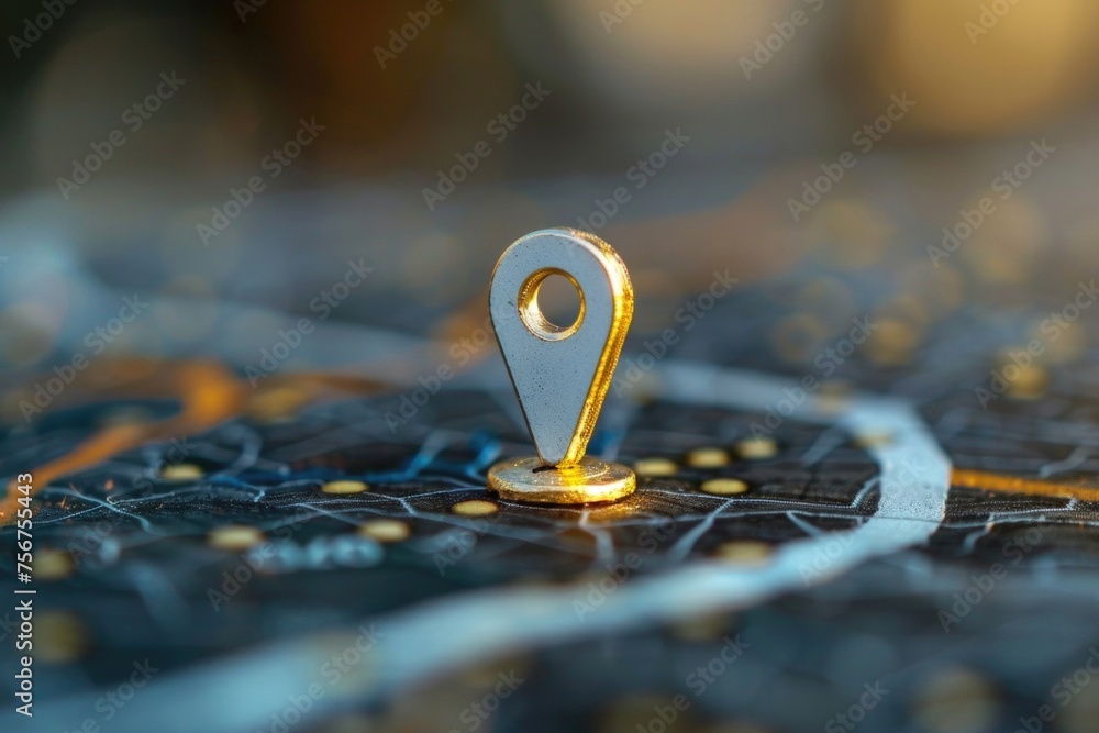 Poster A pin placed on a map of the world, suitable for travel concepts