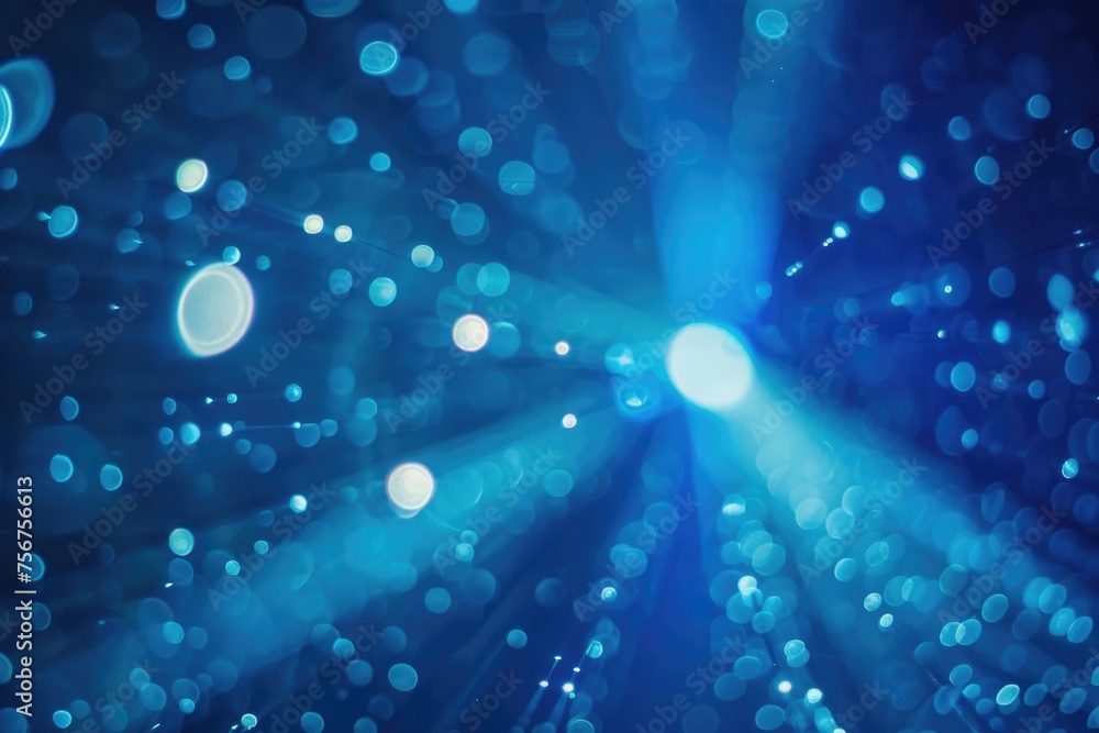 Poster A blurry image featuring a mesmerizing blue light. Perfect for adding a mysterious touch to your design projects