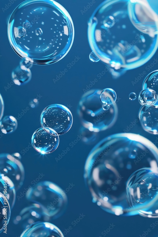 Poster A bunch of bubbles floating in the air. Perfect for adding a whimsical touch to any project