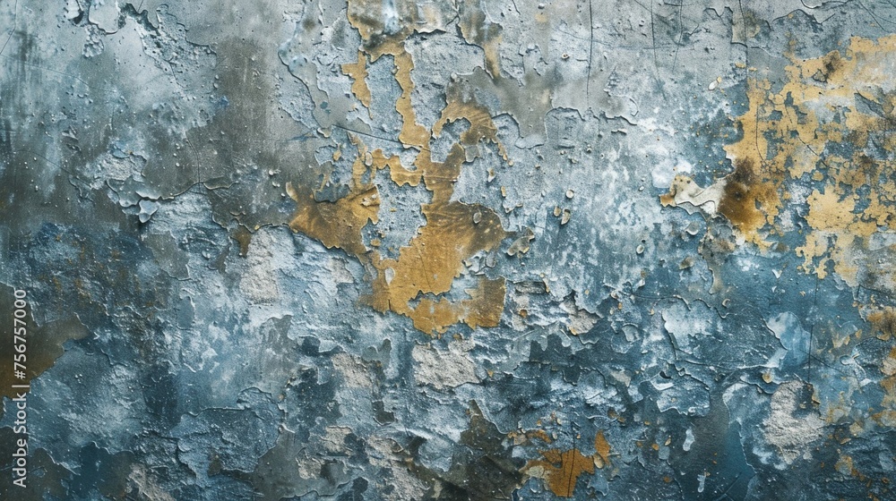 Poster detailed close up of a wall with peeling paint, suitable for background use