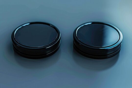Two black knobs on a table, perfect for home improvement projects