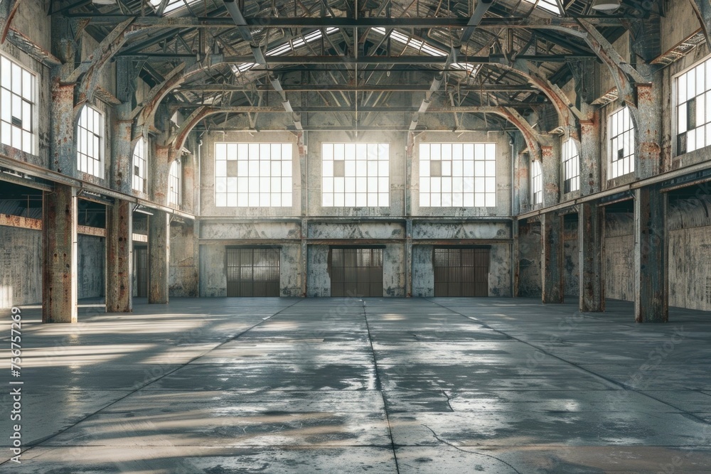 Poster An empty building with a multitude of windows, suitable for urban exploration themes